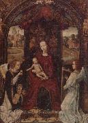 The madonna and child enthroned,attended by angels playing musical instruments unknow artist